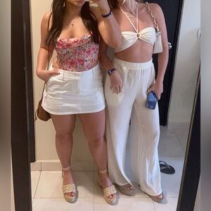 Cream Halter Tie Top and Pants Set